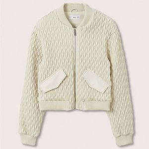 MANGO Cropped Textured Bomber Jacket
